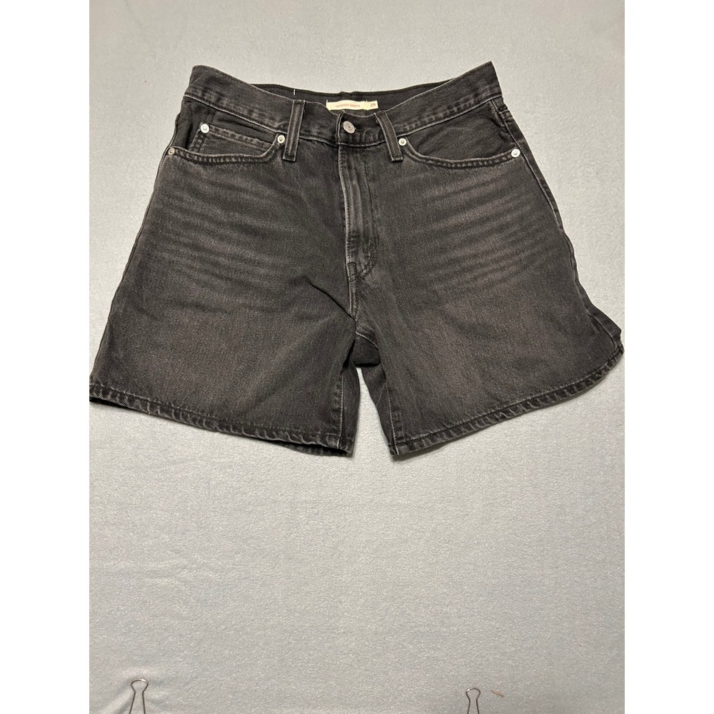Levis 94 Baggy Shorts Womens 29 Black Denim High Rise Relaxed Fit A4697-0002